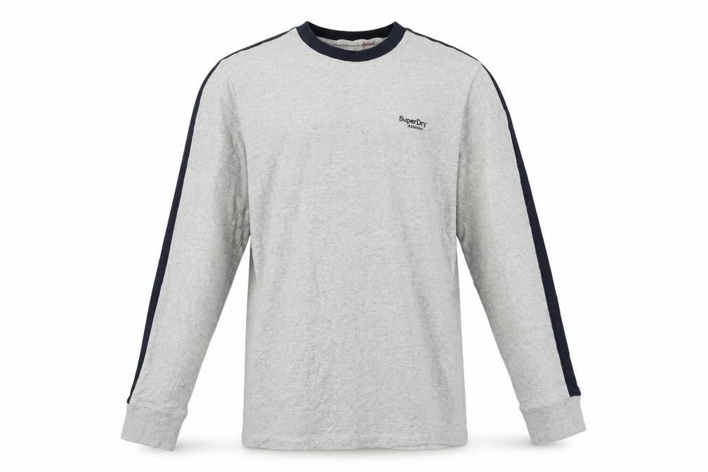 Superdry Men’s Grey L Long Sleeve Athletic Logo Crew Neck T-Shirt