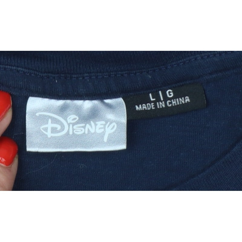 Disney Women Blue L Paris 1996 Mickey Graphic Cotton T-Shirt
