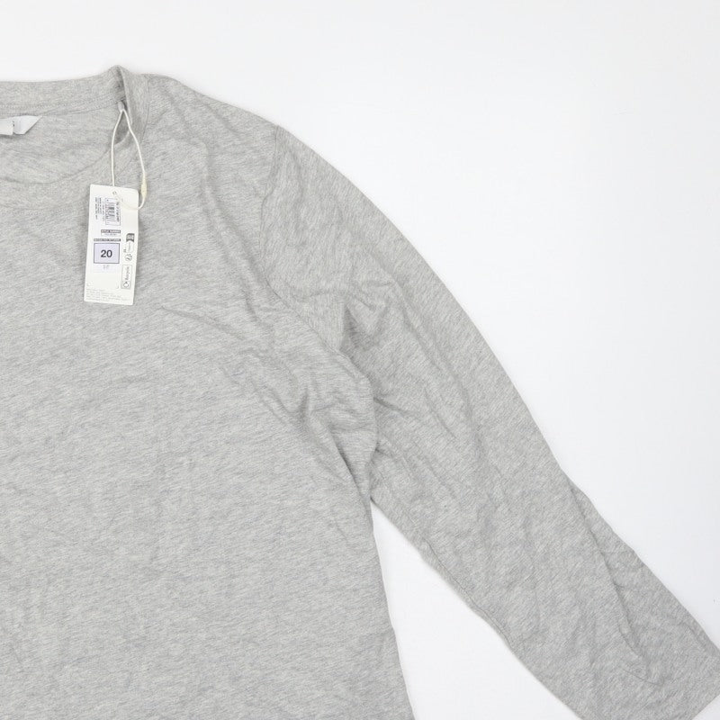 Marks and Spencer Women Grey Size 20 Basic Crew Neck Long Sleeve T-Shirt
