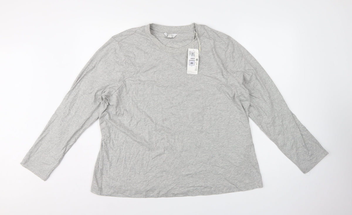 Marks and Spencer Women Grey Size 20 Basic Crew Neck Long Sleeve T-Shirt