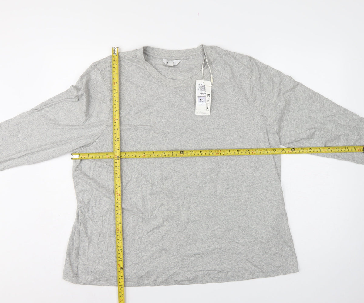 Marks and Spencer Women Grey Size 20 Basic Crew Neck Long Sleeve T-Shirt