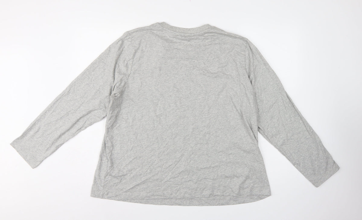 Marks and Spencer Women Grey Size 20 Basic Crew Neck Long Sleeve T-Shirt