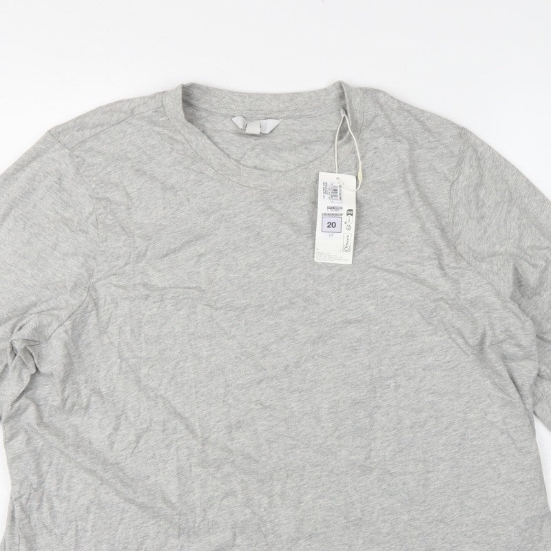 Marks and Spencer Women Grey Size 20 Basic Crew Neck Long Sleeve T-Shirt