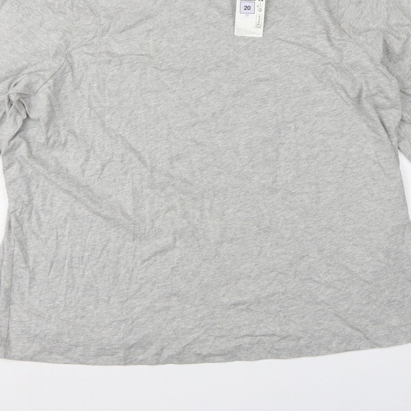 Marks and Spencer Women Grey Size 20 Basic Crew Neck Long Sleeve T-Shirt