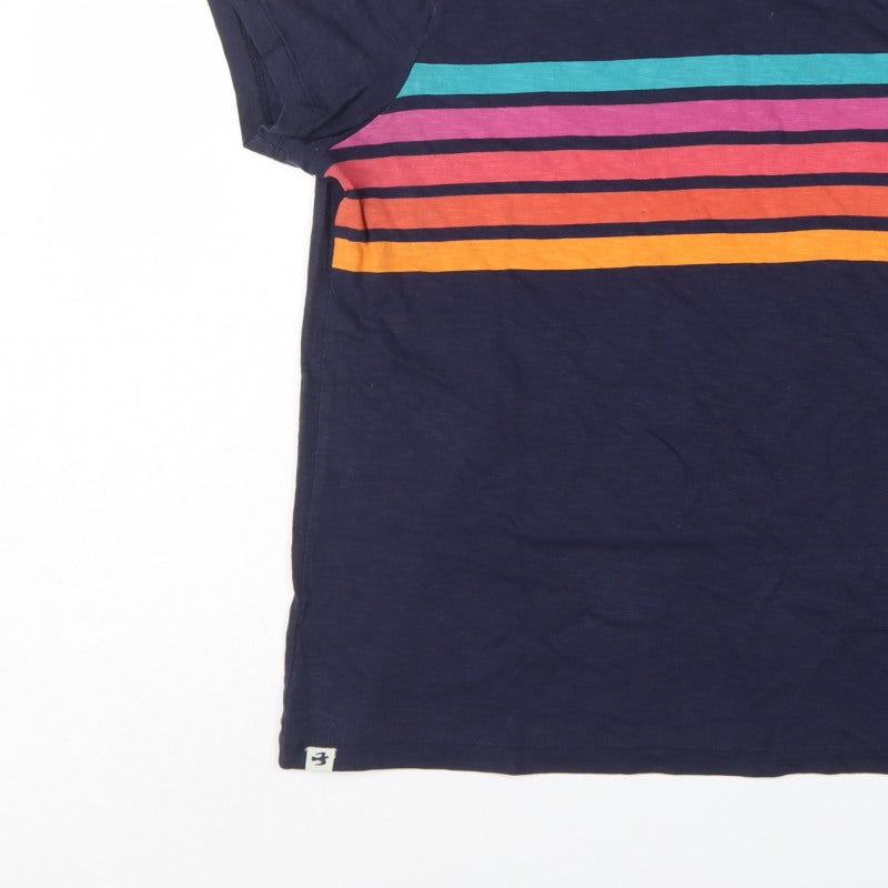 Brakeburn Women’s Blue Striped Cotton Basic T-Shirt UK 16