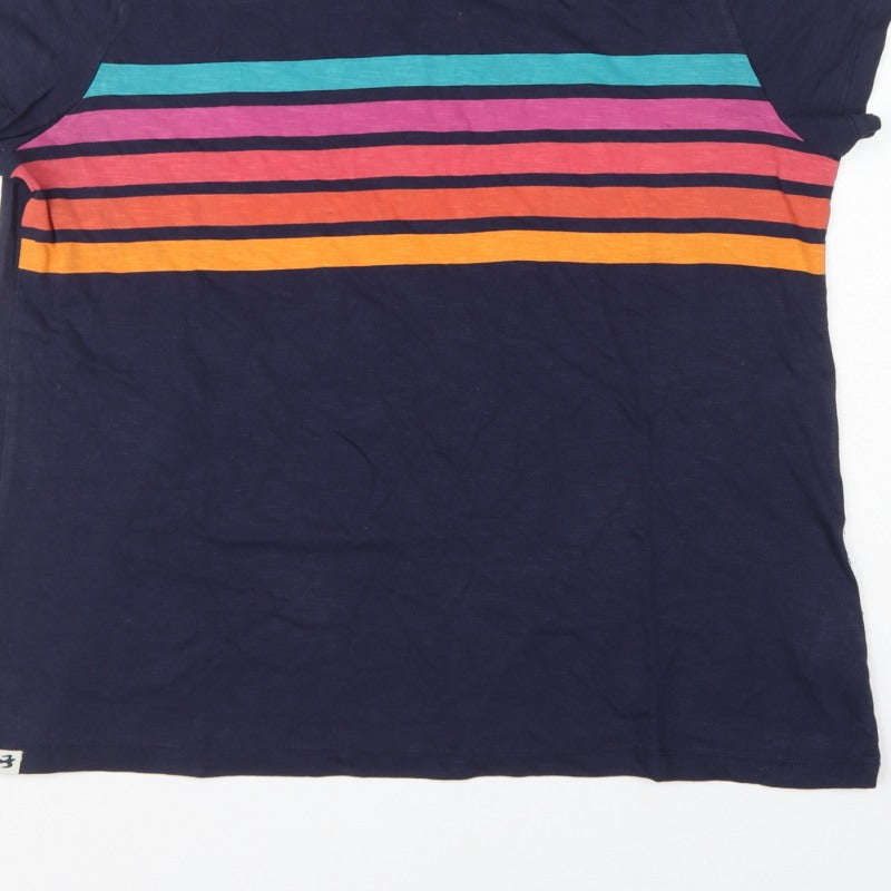 Brakeburn Women’s Blue Striped Cotton Basic T-Shirt UK 16