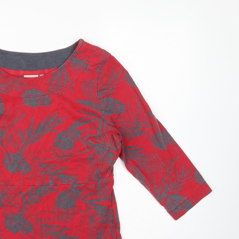 Weird Fish Women's Red UK 14 Basic Organic Cotton Pineapple Blouse