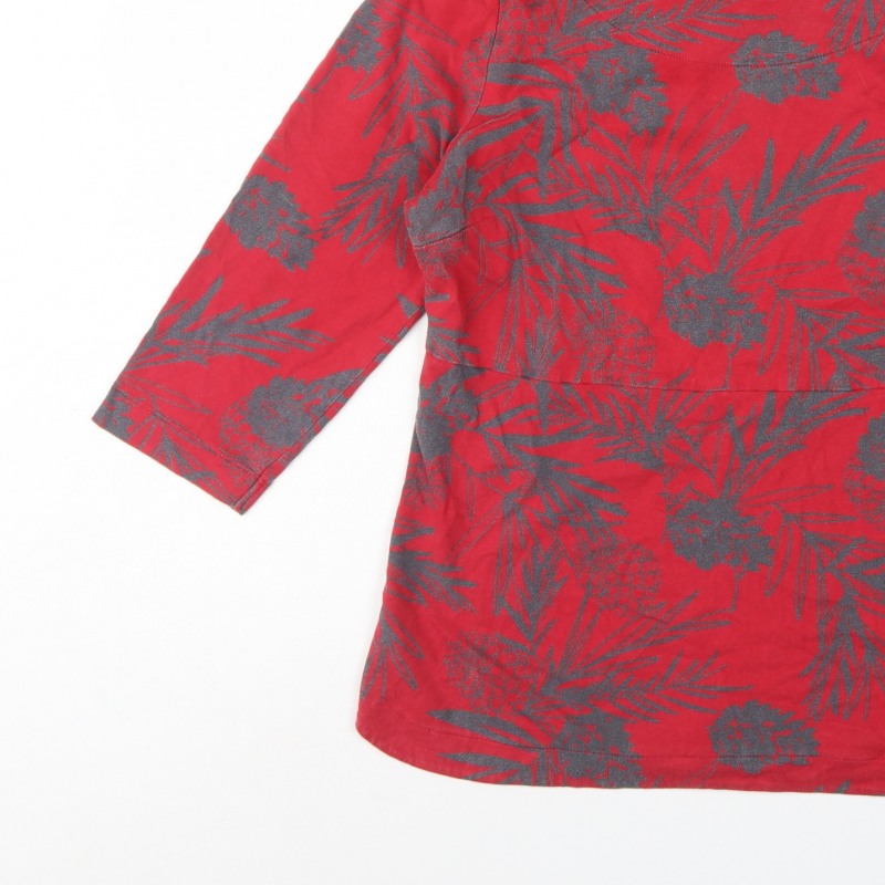 Weird Fish Women's Red UK 14 Basic Organic Cotton Pineapple Blouse