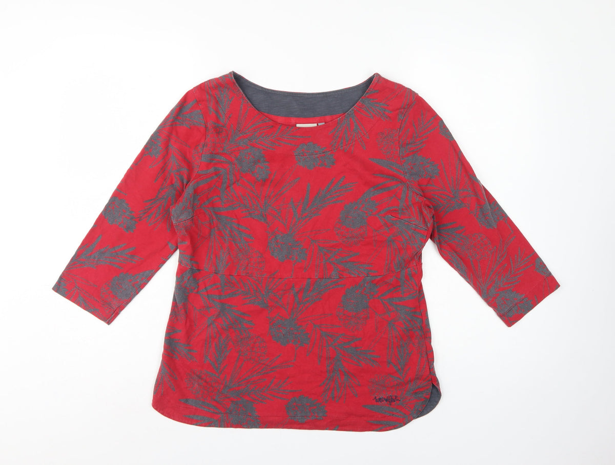Weird Fish Women's Red UK 14 Basic Organic Cotton Pineapple Blouse