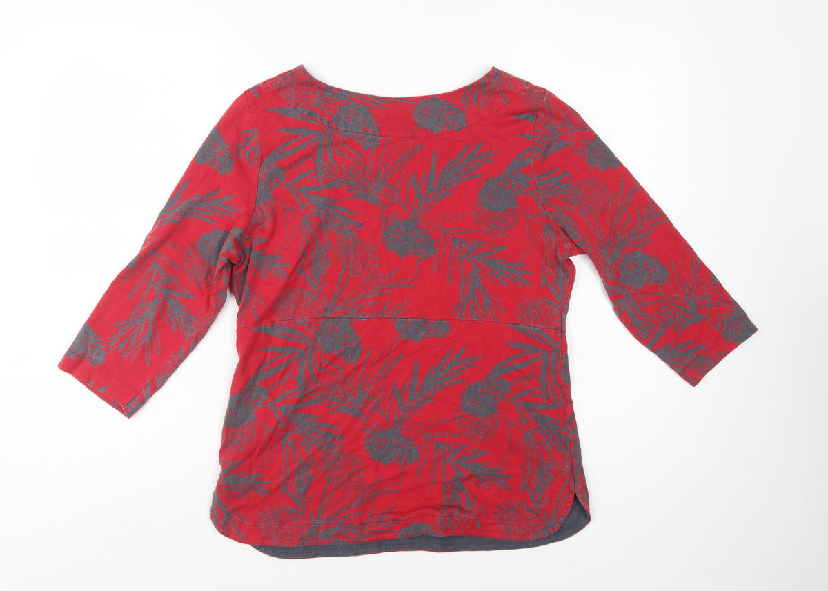 Weird Fish Women's Red UK 14 Basic Organic Cotton Pineapple Blouse