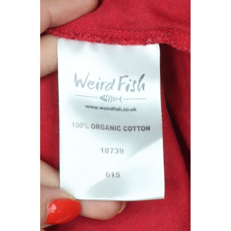 Weird Fish Women's Red UK 14 Basic Organic Cotton Pineapple Blouse