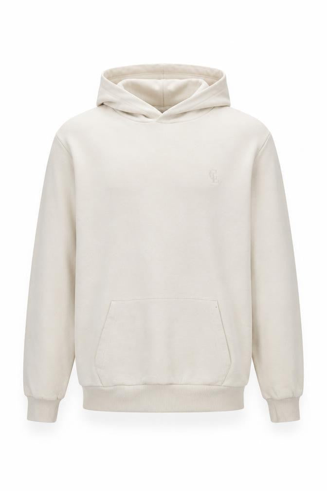 Closure London Men’s Beige L Pullover Hoodie Logo Fleece
