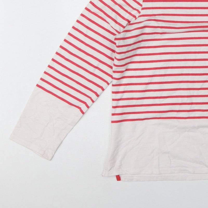 Joules Women White Red Stripe UK 12 Basic Jersey Breton Button Top