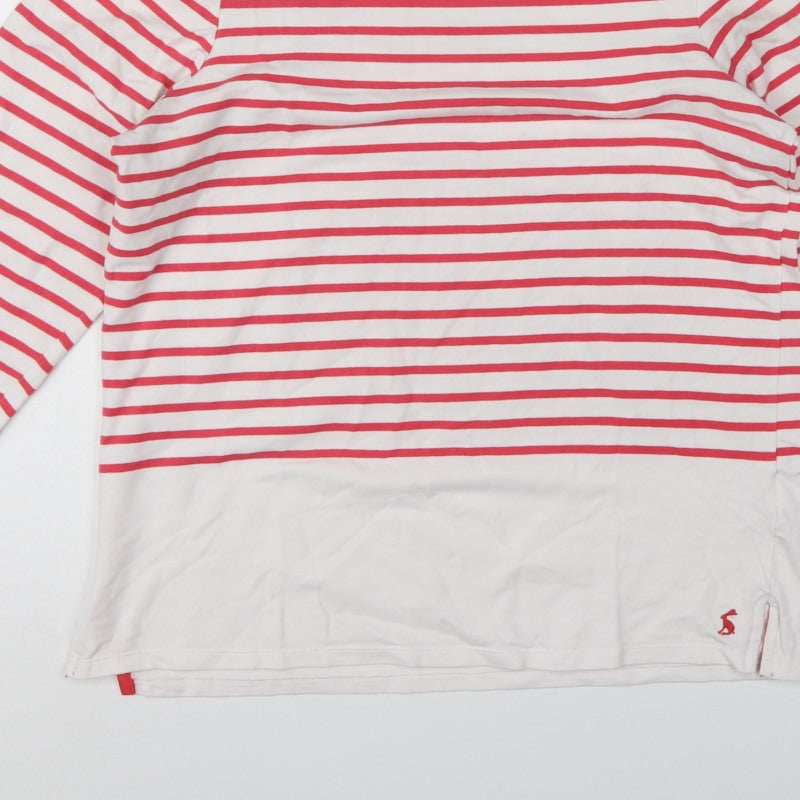 Joules Women White Red Stripe UK 12 Basic Jersey Breton Button Top