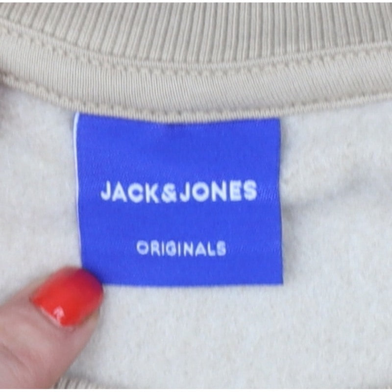 Jack & Jones Men’s Beige L Tiger Graphic Print Crew Neck Sweatshirt