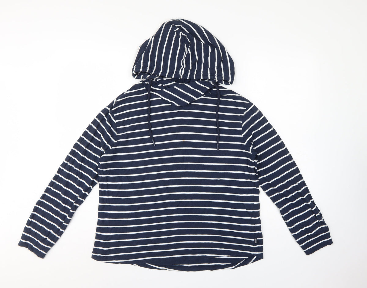 Regatta Women's Blue Striped UK 12 Hooded Cotton Pullover Hoodie