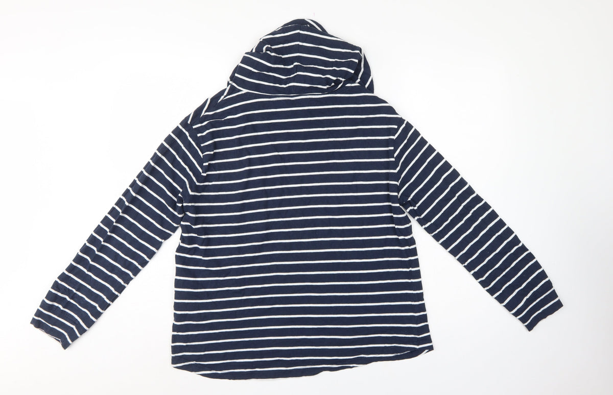 Regatta Women's Blue Striped UK 12 Hooded Cotton Pullover Hoodie