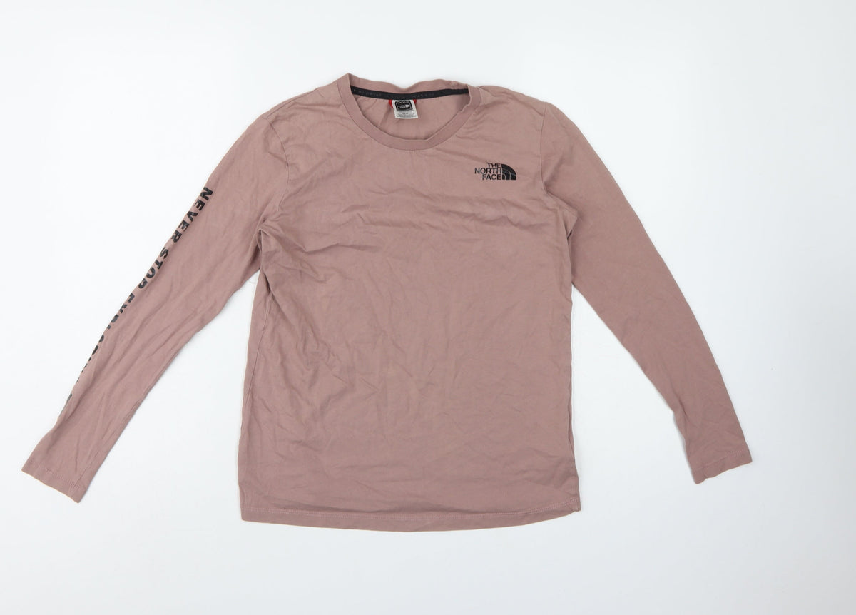 The North Face Women Pink XS Basic Long Sleeve Logo T-Shirt