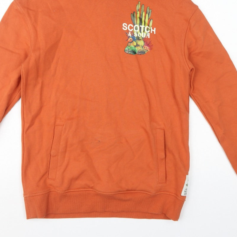 Scotch & Soda Teens Orange Size 16 Pullover Cactus Graphic Hoodie