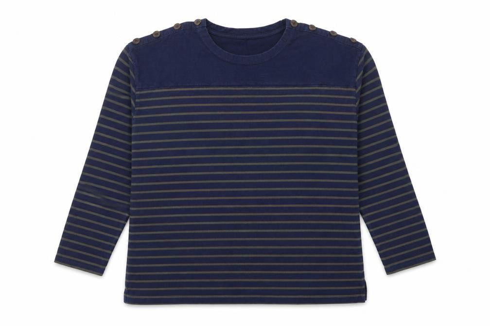Isle Women’s Blue Green Striped 3/4 Sleeve Button Jersey T-Shirt UK 22
