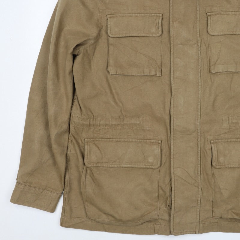 M&S Men’s Beige XL Military Field Jacket Cotton Multi Pocket