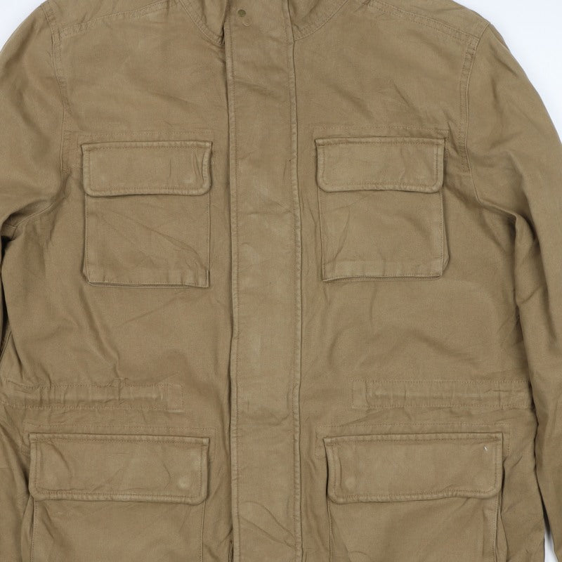 M&S Men’s Beige XL Military Field Jacket Cotton Multi Pocket