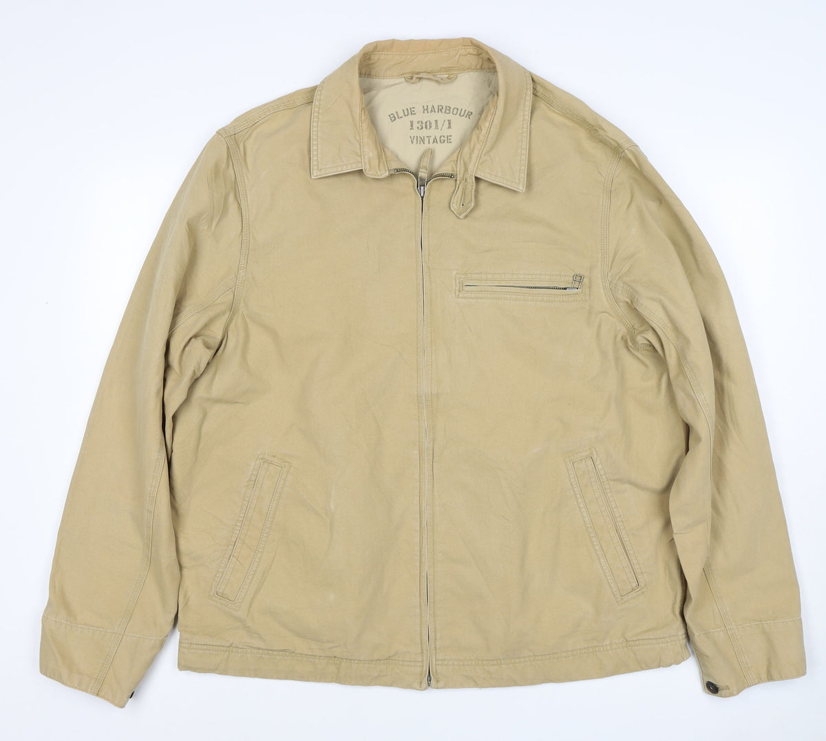 M&S Blue Harbour Men’s Beige XL Cotton Zip Casual Jacket