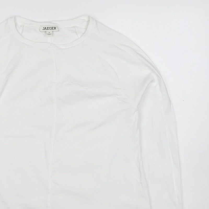 Jaeger Women’s White Size 10 Basic Cotton Raglan Long Sleeve T-Shirt