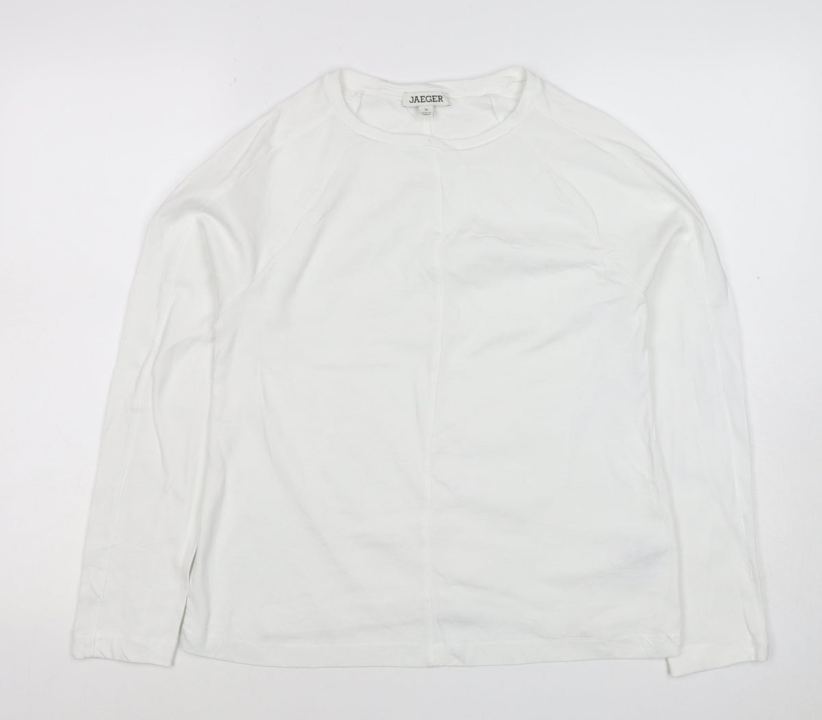 Jaeger Women’s White Size 10 Basic Cotton Raglan Long Sleeve T-Shirt