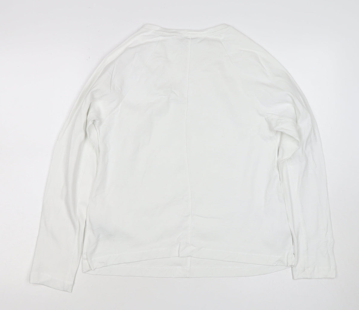 Jaeger Women’s White Size 10 Basic Cotton Raglan Long Sleeve T-Shirt