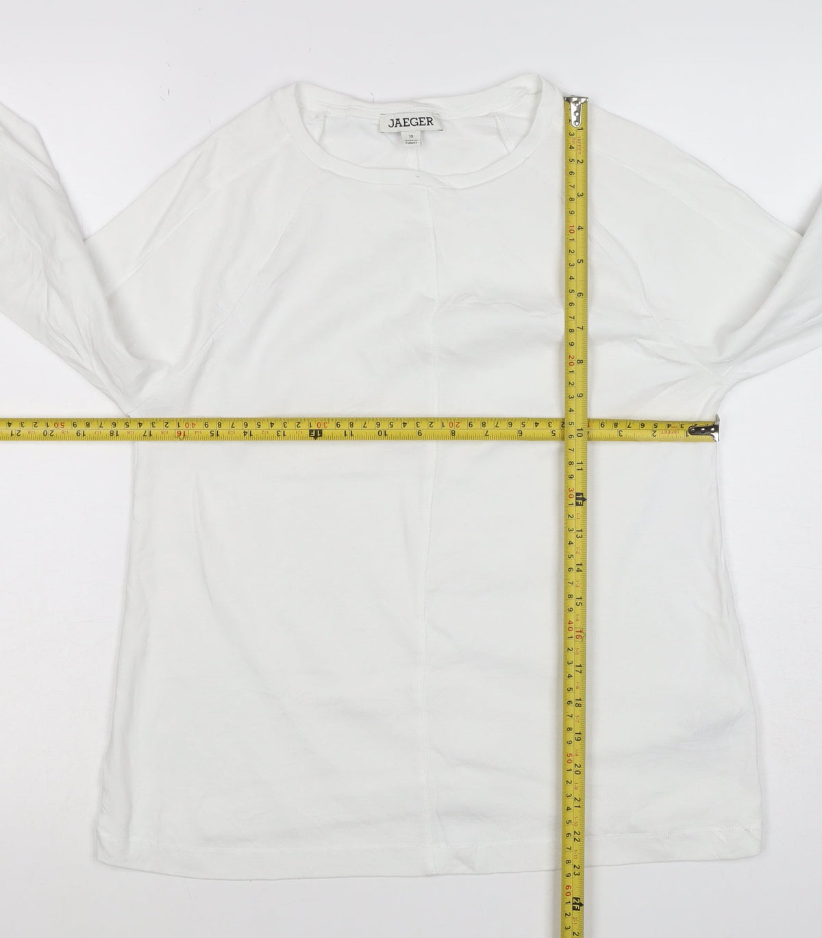 Jaeger Women’s White Size 10 Basic Cotton Raglan Long Sleeve T-Shirt