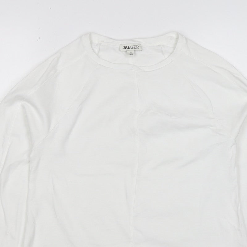 Jaeger Women’s White Size 10 Basic Cotton Raglan Long Sleeve T-Shirt
