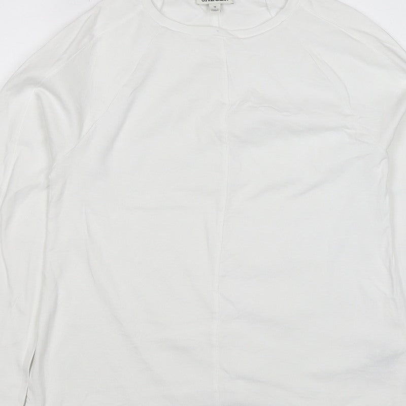 Jaeger Women’s White Size 10 Basic Cotton Raglan Long Sleeve T-Shirt
