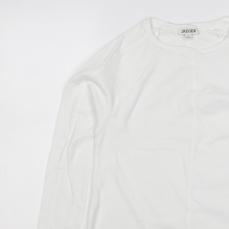 Jaeger Women’s White Size 10 Basic Cotton Raglan Long Sleeve T-Shirt