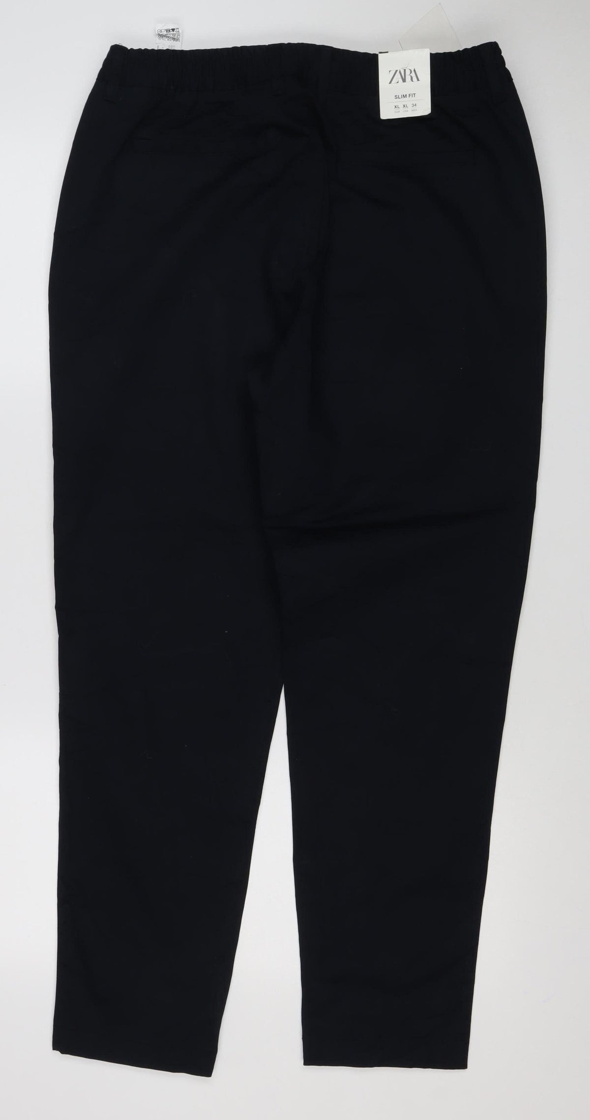 Zara Men Black XL Slim Fit Stretch Trousers Elastic Waist
