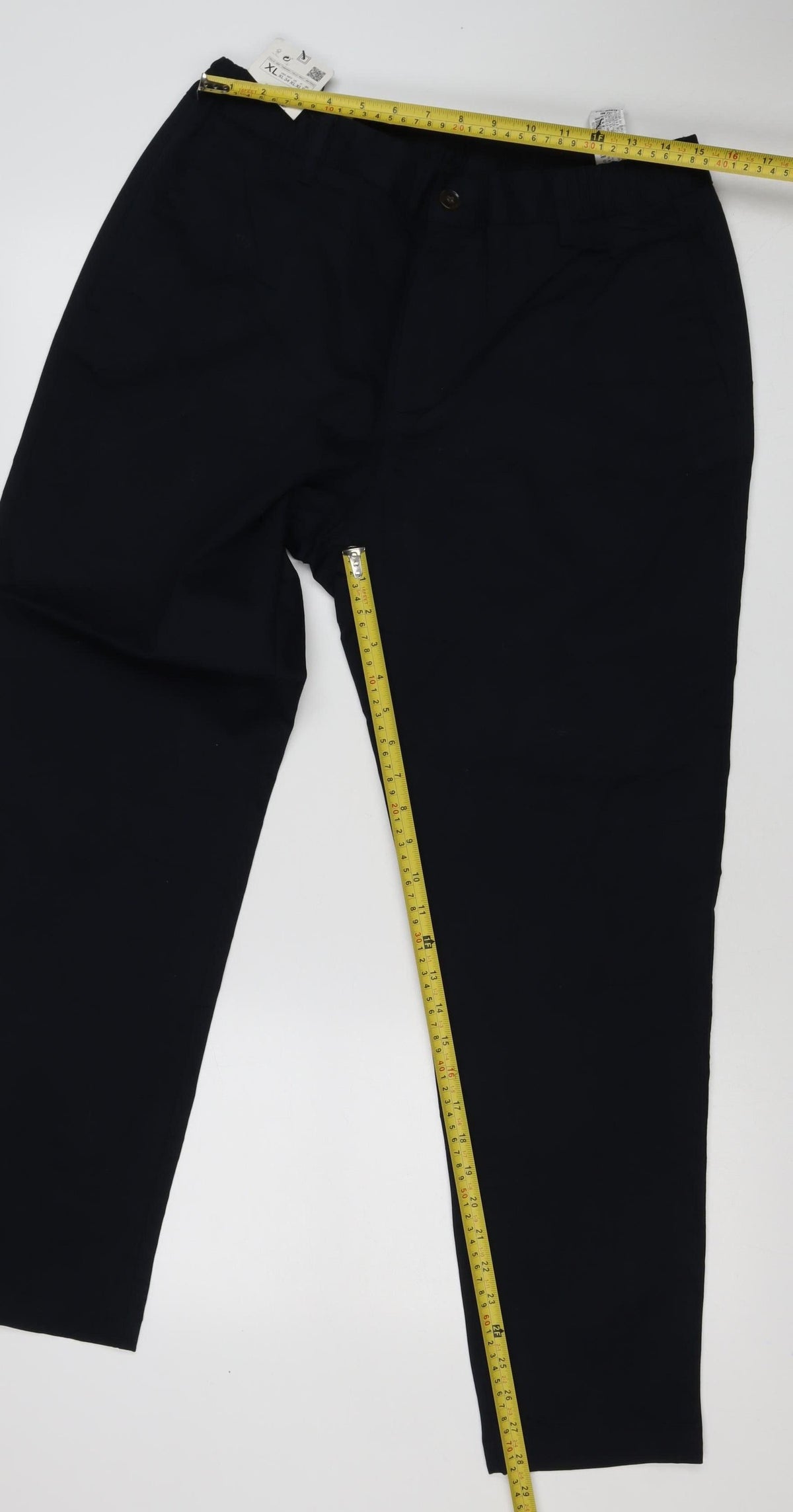 Zara Men Black XL Slim Fit Stretch Trousers Elastic Waist