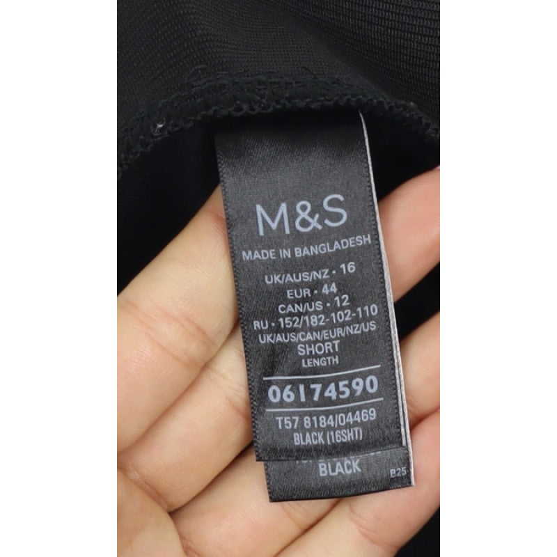 M&S Women's Black Size 16 Short Stretch Skinny Leggings Trousers