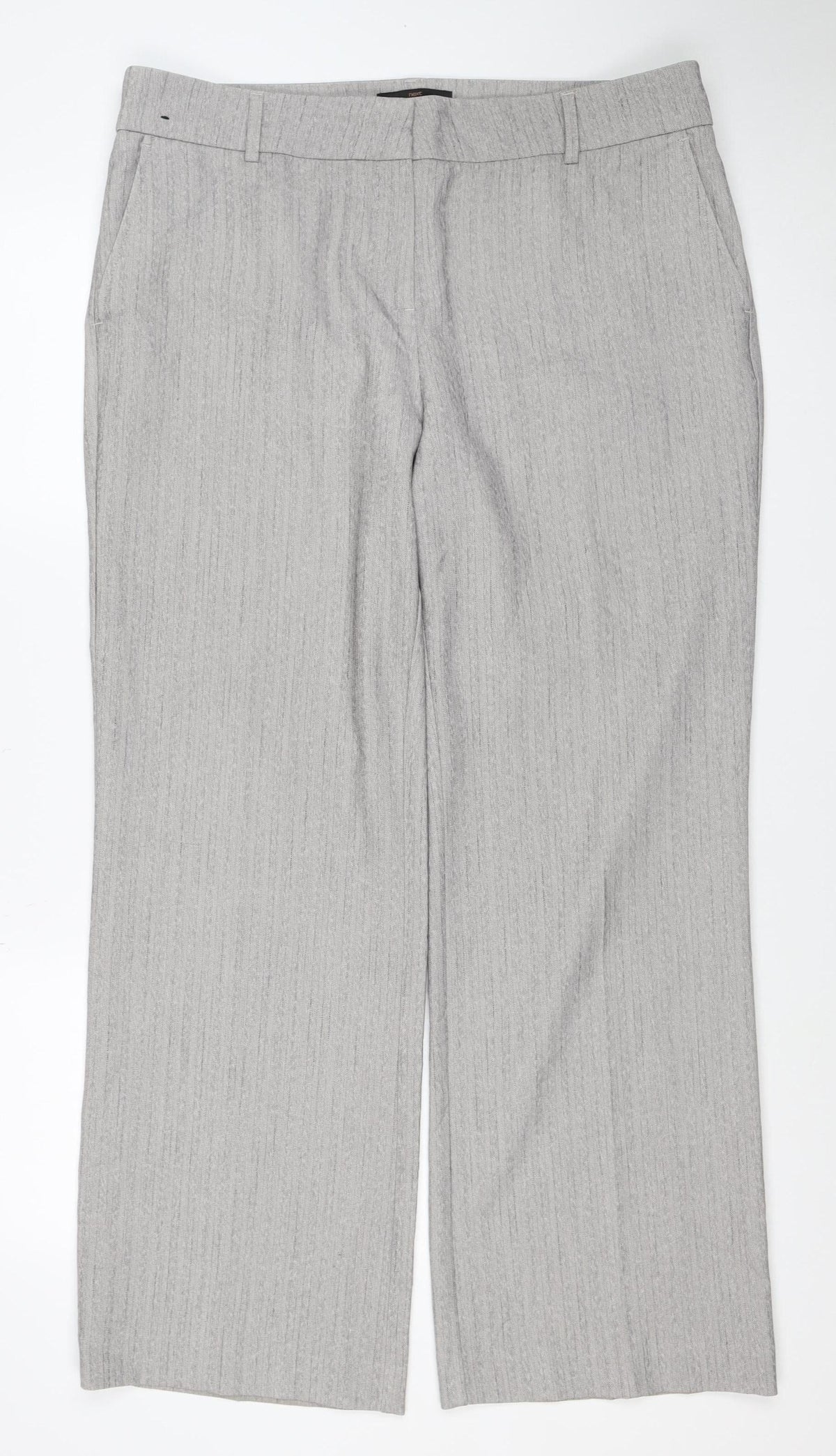 Next Women’s Grey UK 16 Herringbone Wide-Leg Tailored Trousers