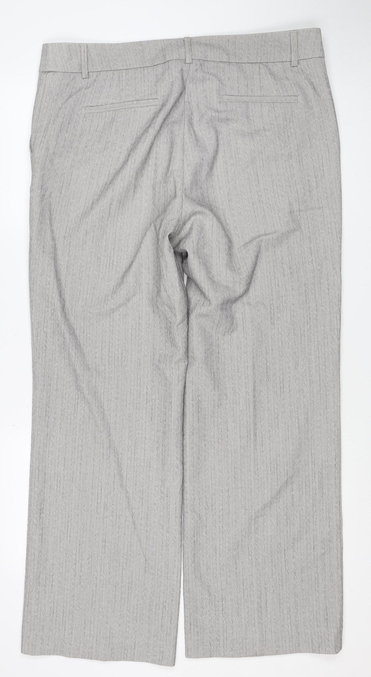 Next Women’s Grey UK 16 Herringbone Wide-Leg Tailored Trousers