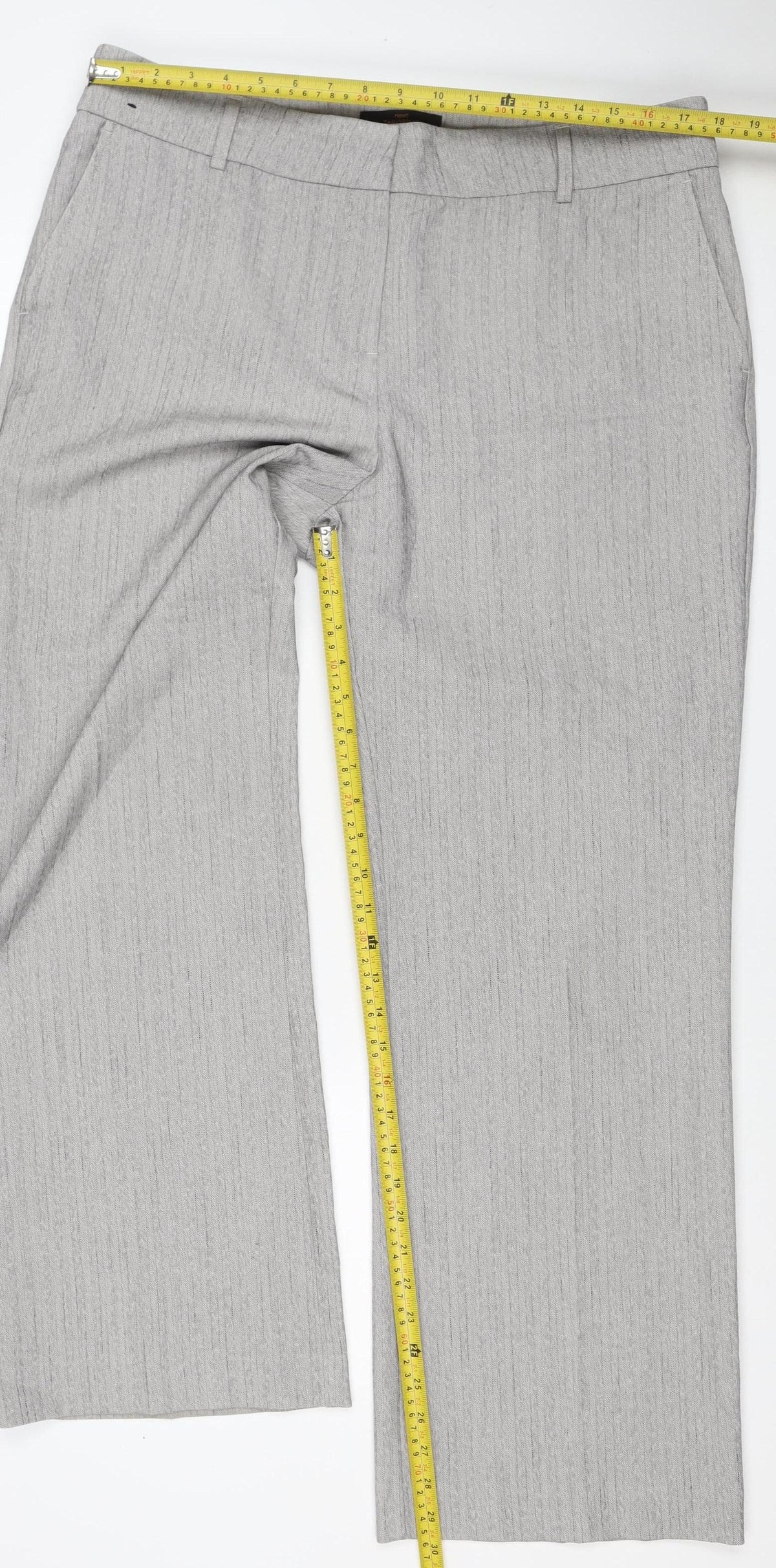 Next Women’s Grey UK 16 Herringbone Wide-Leg Tailored Trousers