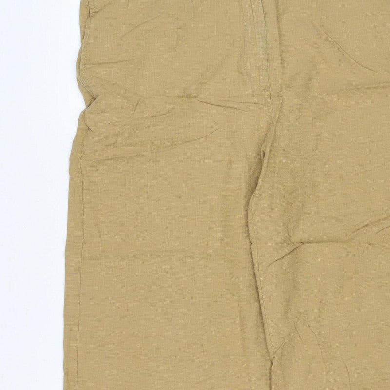 Marks and Spencer Women’s Beige Linen Blend Trousers UK 18 Regular