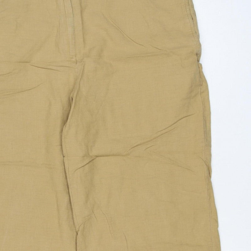 Marks and Spencer Women’s Beige Linen Blend Trousers UK 18 Regular
