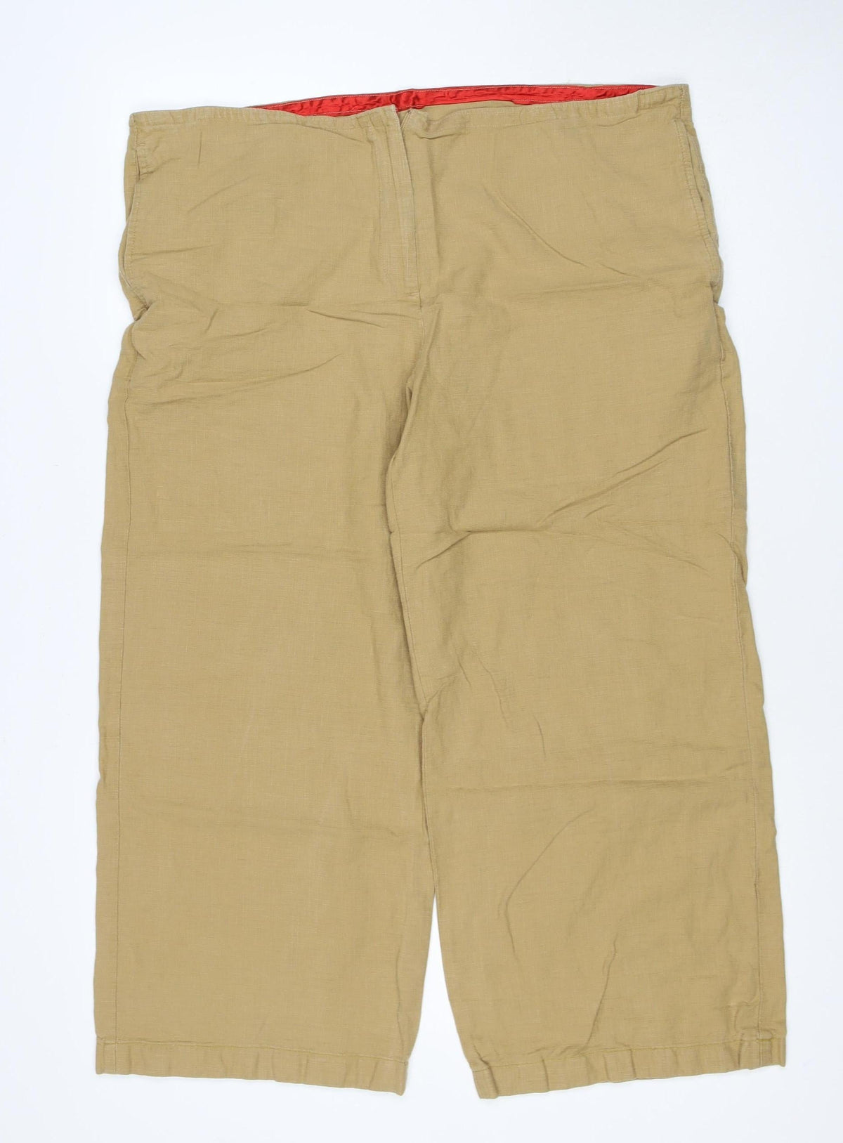 Marks and Spencer Women’s Beige Linen Blend Trousers UK 18 Regular