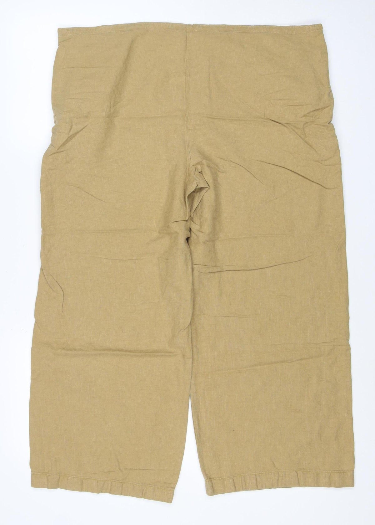 Marks and Spencer Women’s Beige Linen Blend Trousers UK 18 Regular
