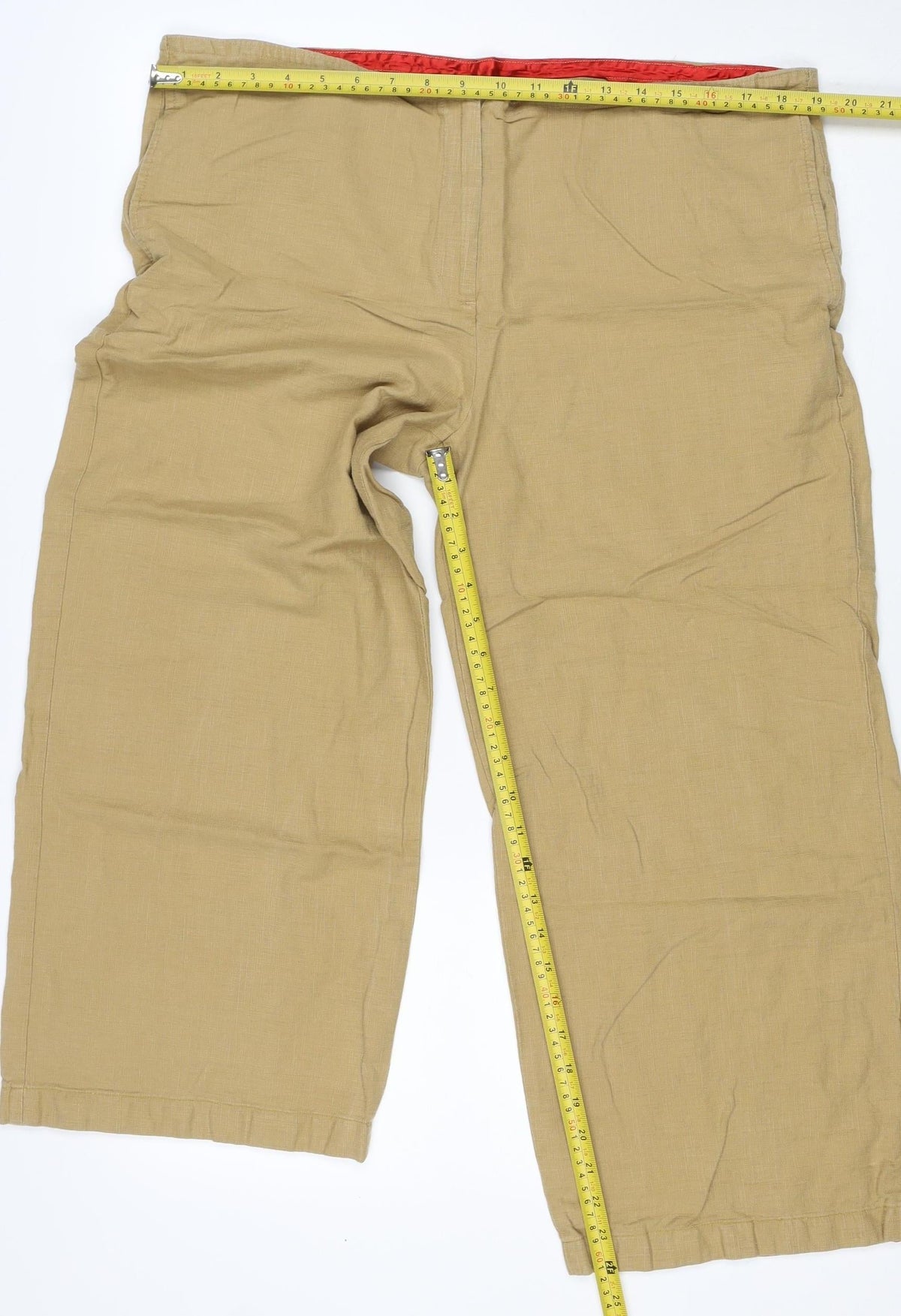 Marks and Spencer Women’s Beige Linen Blend Trousers UK 18 Regular