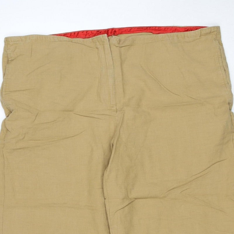 Marks and Spencer Women’s Beige Linen Blend Trousers UK 18 Regular