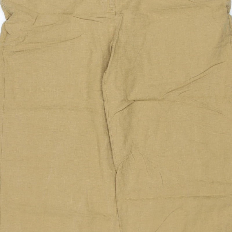 Marks and Spencer Women’s Beige Linen Blend Trousers UK 18 Regular