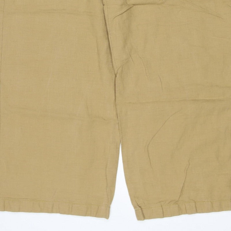 Marks and Spencer Women’s Beige Linen Blend Trousers UK 18 Regular