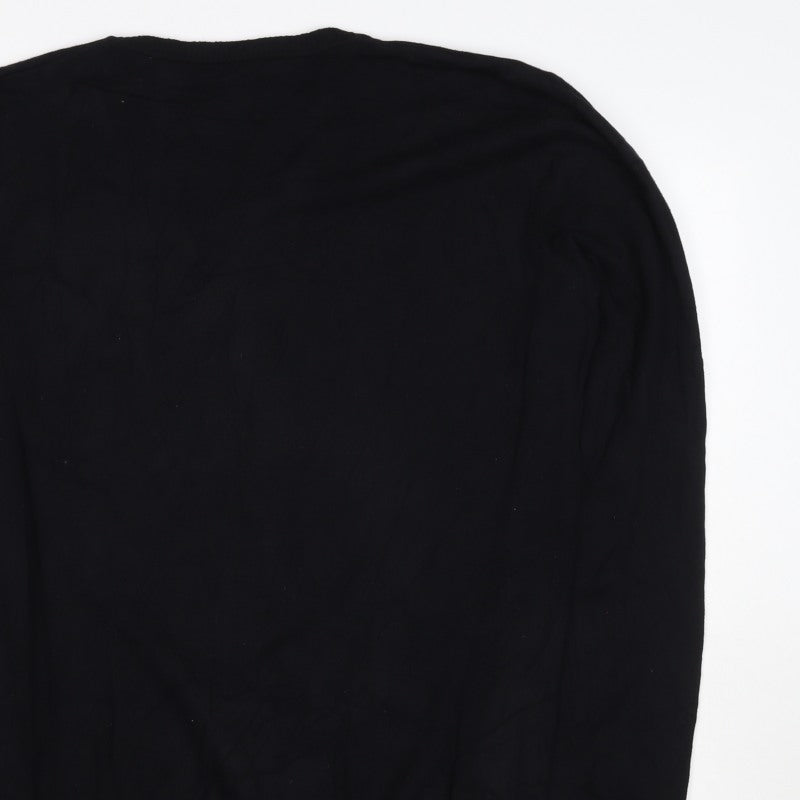 Diesel Men’s Black XL V-Neck Cotton Stretch Logo Jumper