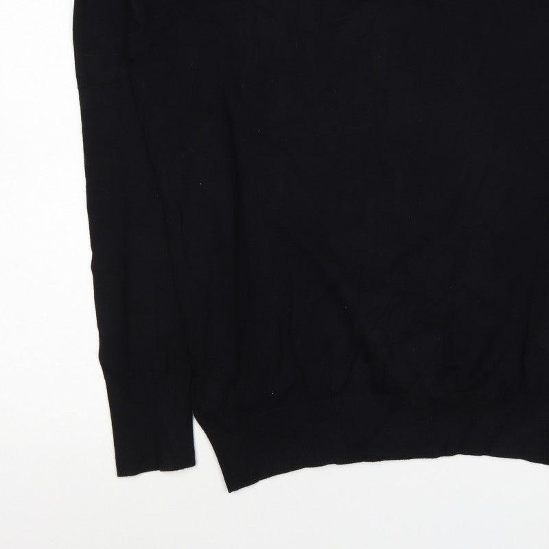 Diesel Men’s Black XL V-Neck Cotton Stretch Logo Jumper